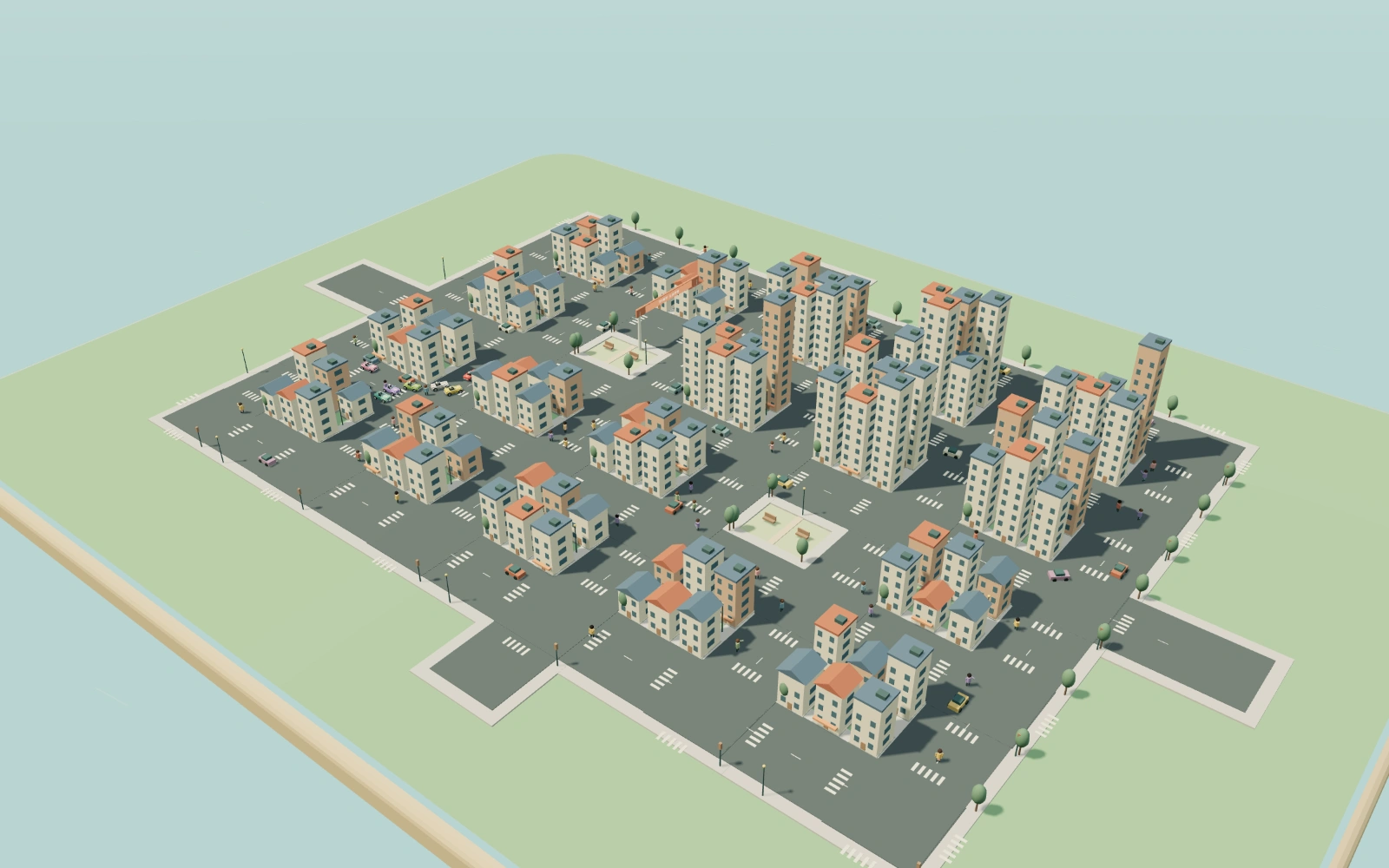 Dense streets, traffic and miniature buildings in TinyLaps