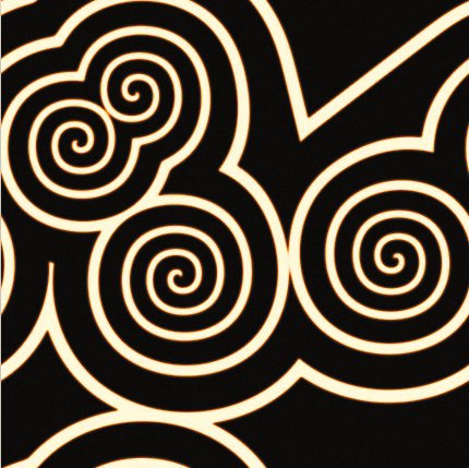 Sample render of Excitable Media, preset Spiral pair