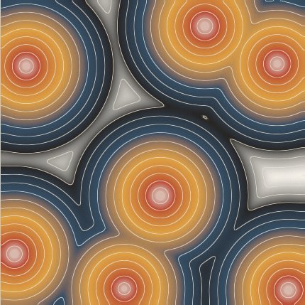 Sample render of Fisher-KPP, preset Growth rings