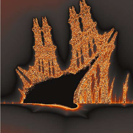 Holomorphic dynamics: Burning Ship preset render