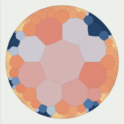 Hyperbolic Turing: Coral on {8,3} preset render