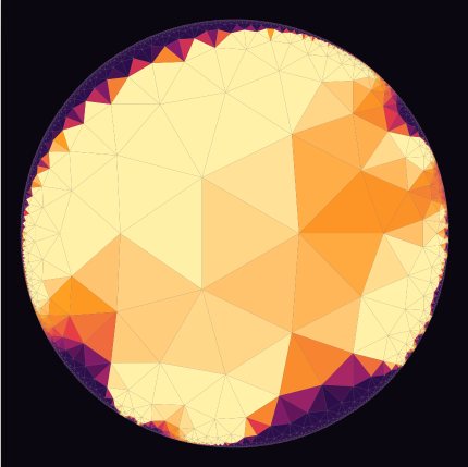 Hyperbolic Turing: {3,7}, and very many cells preset render