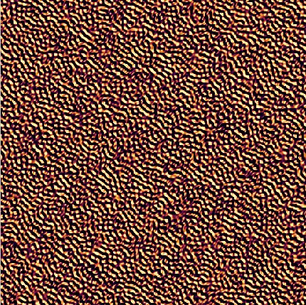 Sample render of Kuramoto-Sivashinsky, preset Flame cells