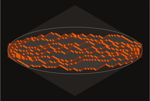 Lozenge Tilings: Flattened box, wide frozen wedges preset render