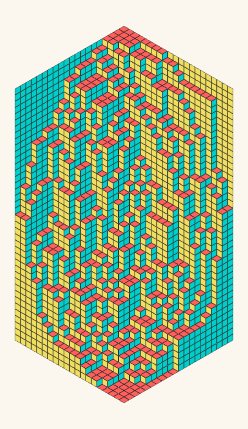 Lozenge Tilings: Tall box, a = b = 20, c = 40 preset render