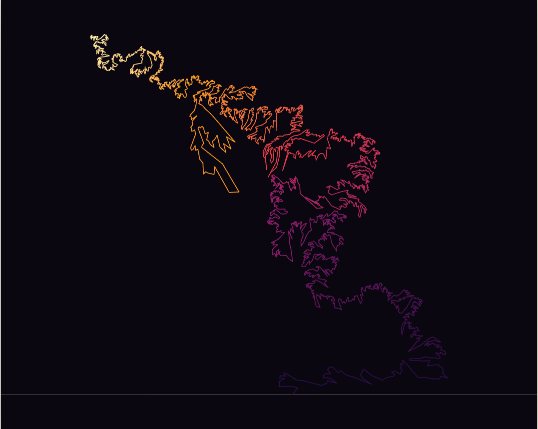 Sample render of Schramm-Loewner Evolution, preset Percolation, κ = 6